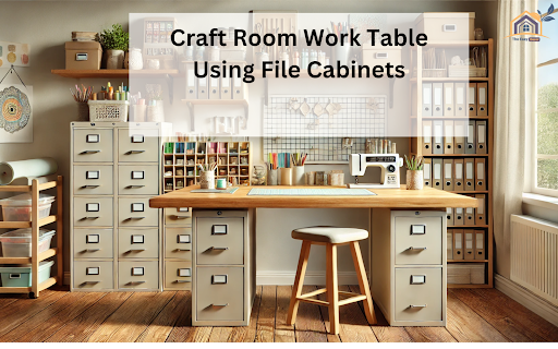 Craft Room Work Table Using File Cabinets